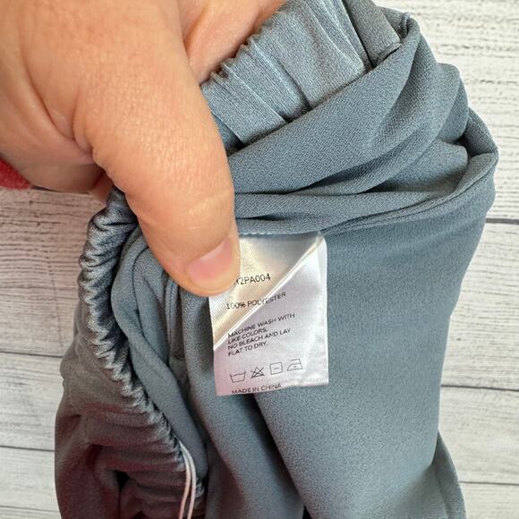 Nap Women's Lounge Cloud Blue Wide Leg Satin Feel Pajama Pants Size Large - Picture 11 of 12